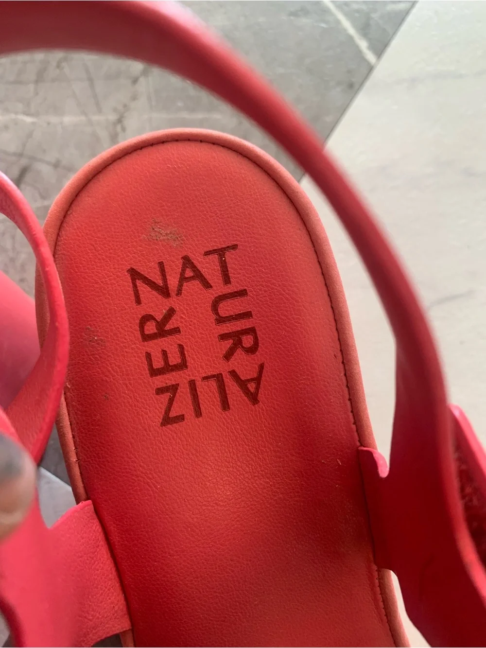 Naturalizer Coral-Red Block Heel Sandals